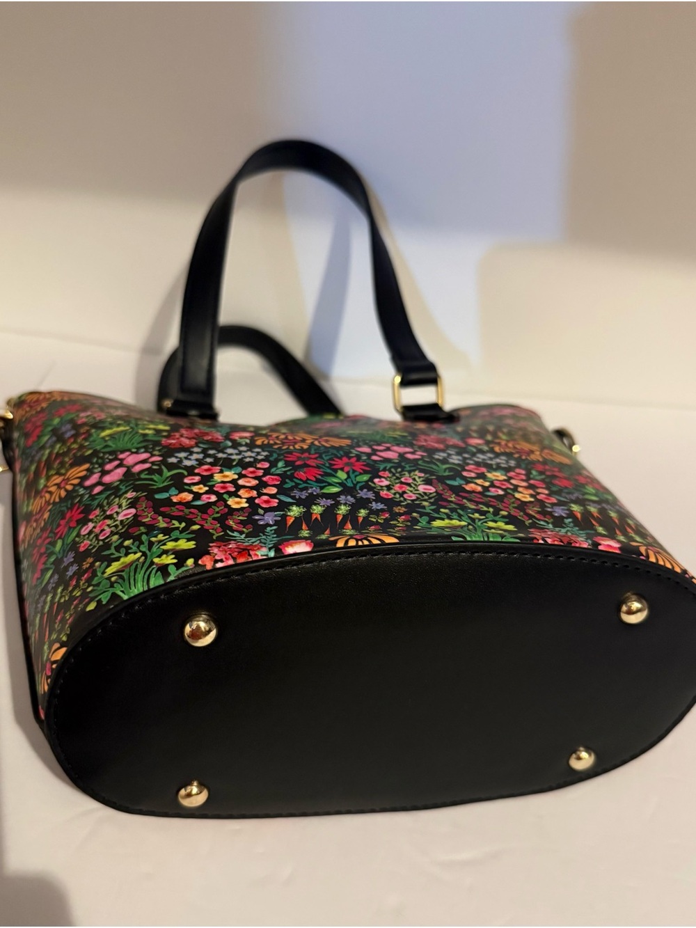 Betsey Johnson Black Floral Tote with Pink & Green Accents - Picture 16 of 16